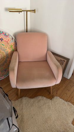 Pink Velvet Mid-Century Accent Chair