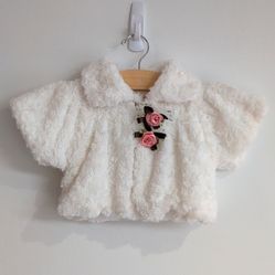 Soft Cream Faux Fur Fancy Special Occasion dress Coat/bolero size 6-12 months 