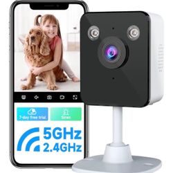 2K Cameras for Home Security Indoor, 2.4 & 5Ghz WiFi Baby & Pet Monitor with App, Night Vision, Motion Detection, Two-Way Audio, Smartphone Control In