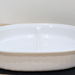 Vintage French White Corning Divided Dish