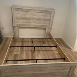 Queen Bed Frame, Matress, Boxspring 