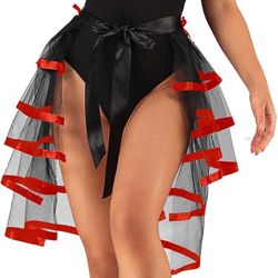 Steampunk Tie on Bustle Skirt Victorian Belt Lace Tutu Underskirt Bustle Halloween Costume Accessory 