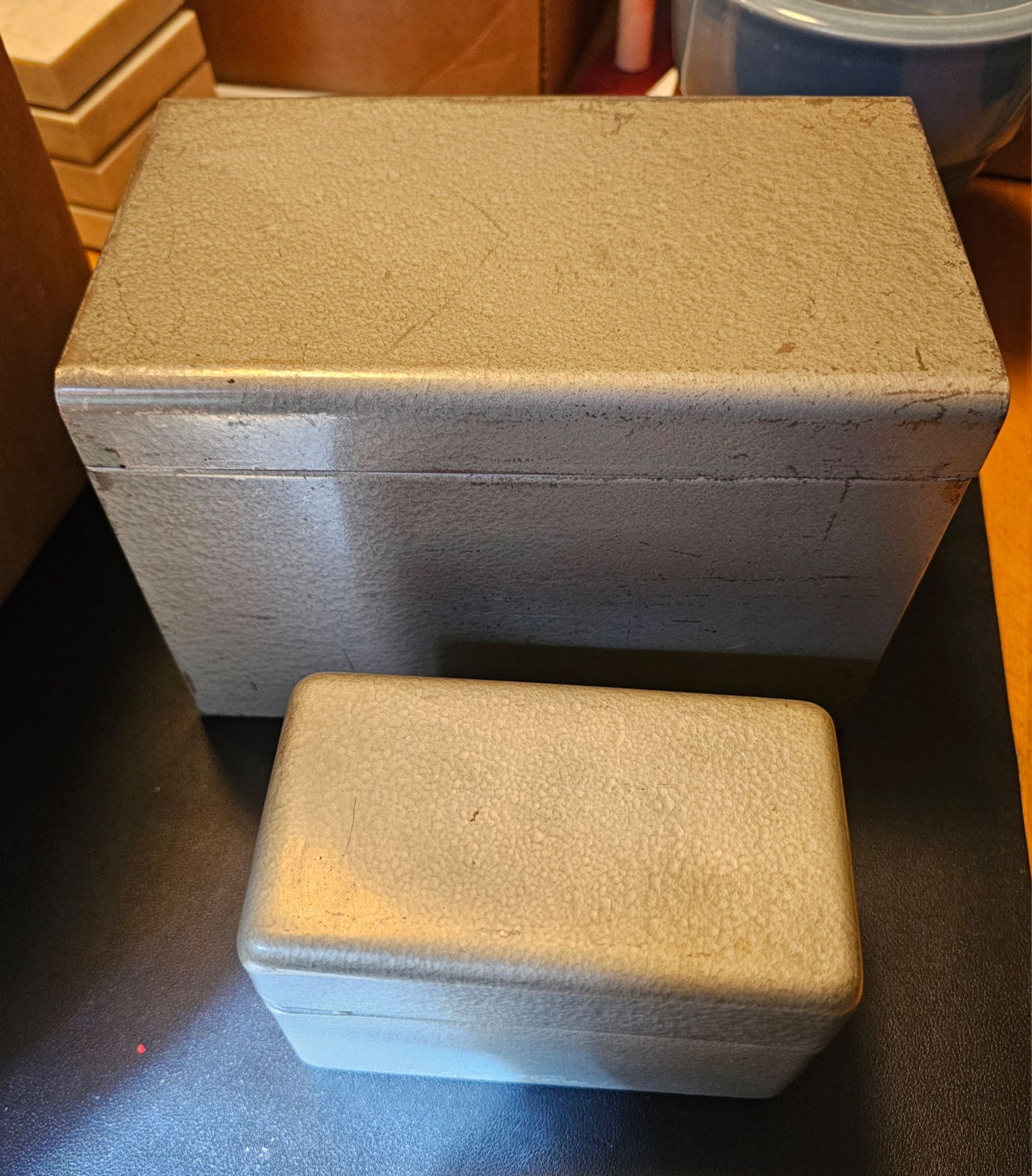 Two Vintage Silver Tone Metal Boxes
