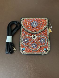 Beautiful Hand-Beaded Crossbody Phone Bag