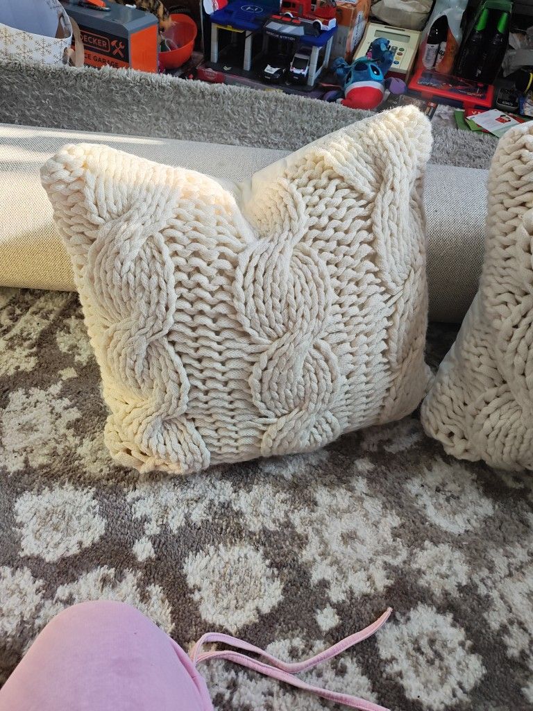 Gorgeous Ivory Woven Decorative Pillows Beautiful Addition To Your Living Room Couch Brand New Great Quality