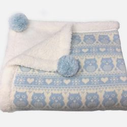Cozy Baby Blue Owl Kids Blanket 30x40