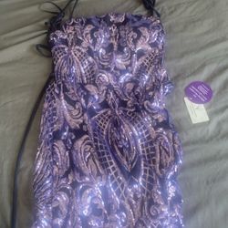 Navy Lavender long dress with slit 