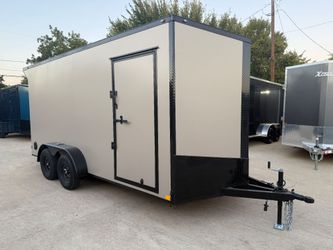 2026 New 7x16 TA Screwless Enclosed Trailer | Blackout | Spoiler Package | 7' Interior | .08 Polycor | Dexter Axles | El Paso | 1157(Tan)
