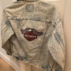 Kids Medium Levi Jacket With Harley Patch On Back