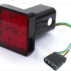 CZC AUTO Red Lens Trailer Hitch Cover with 12 LED Brake Light Fit 2" Receiver