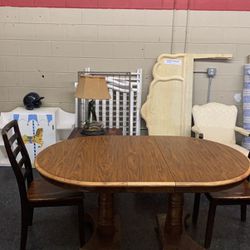 Solid Wood Dining Room Table & 2 Chairs Set 