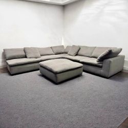 Can Deliver! Jerome's Gray Cloud Modular Sectional Sofa Couch 6 Piece w/ Washable Pillows!