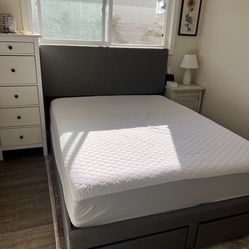 Grey Bed Frame with Storage
