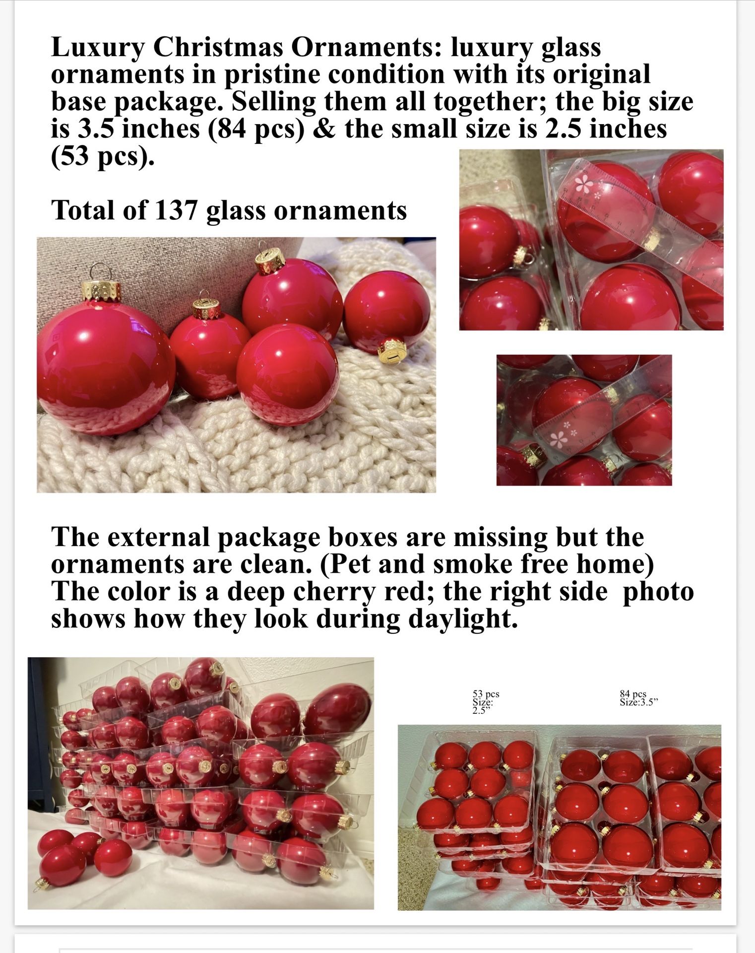 High Quality Luxury Glass Christmas Ornaments 