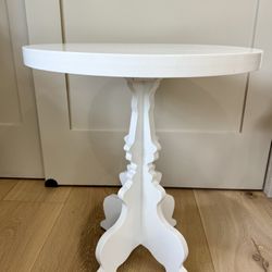 White Round End Table 