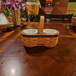 Longaberger Basket With Pottery 