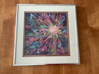 Mixed media art Print. Explosion of Color. Signed.12” by 12”