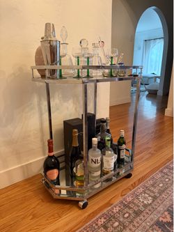 Vintage Chrome Mirrored Bar Cart - Great Condition