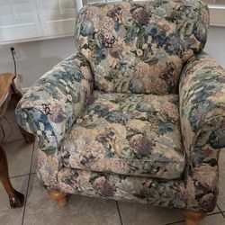 Charming Floral Accent Armchair
Price: $60 
Description: This is a beautiful and sturdy armchair with a classic floral pattern. It's a pe