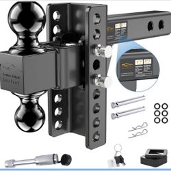 GOVLVET Adjustable Trailer Hitch -Drop Hitch (Fits 2.5-Inch Receiver) -Heavy Duty Tow Hitch with 6-Inch Drop/Rise, 2" & 2-5/16" Ball Hitches for Truck