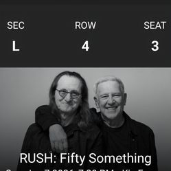 Rush Concert Ticket Preferred Seating 
