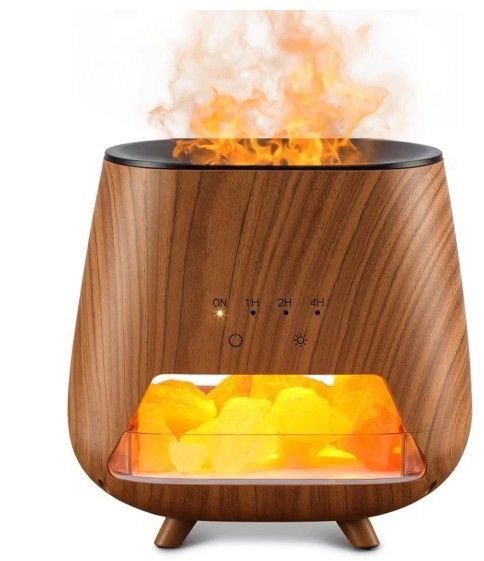 Essential Oil Diffuser for Home: 200ml Aromatherapy Diffuser with Himalayan Pink Salt Rock, Cool Mist Humidifier with Auto Off Function and 9 Colors L