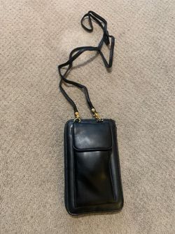 Black leather crossbody phone bag