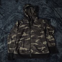 ATHLETA Triumph Printed Hoodie LT Sweatshirt Black Gray Camo Size Large L Tall