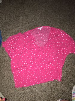 HOT PINK BLOUSE WITH WHITE HEARTS