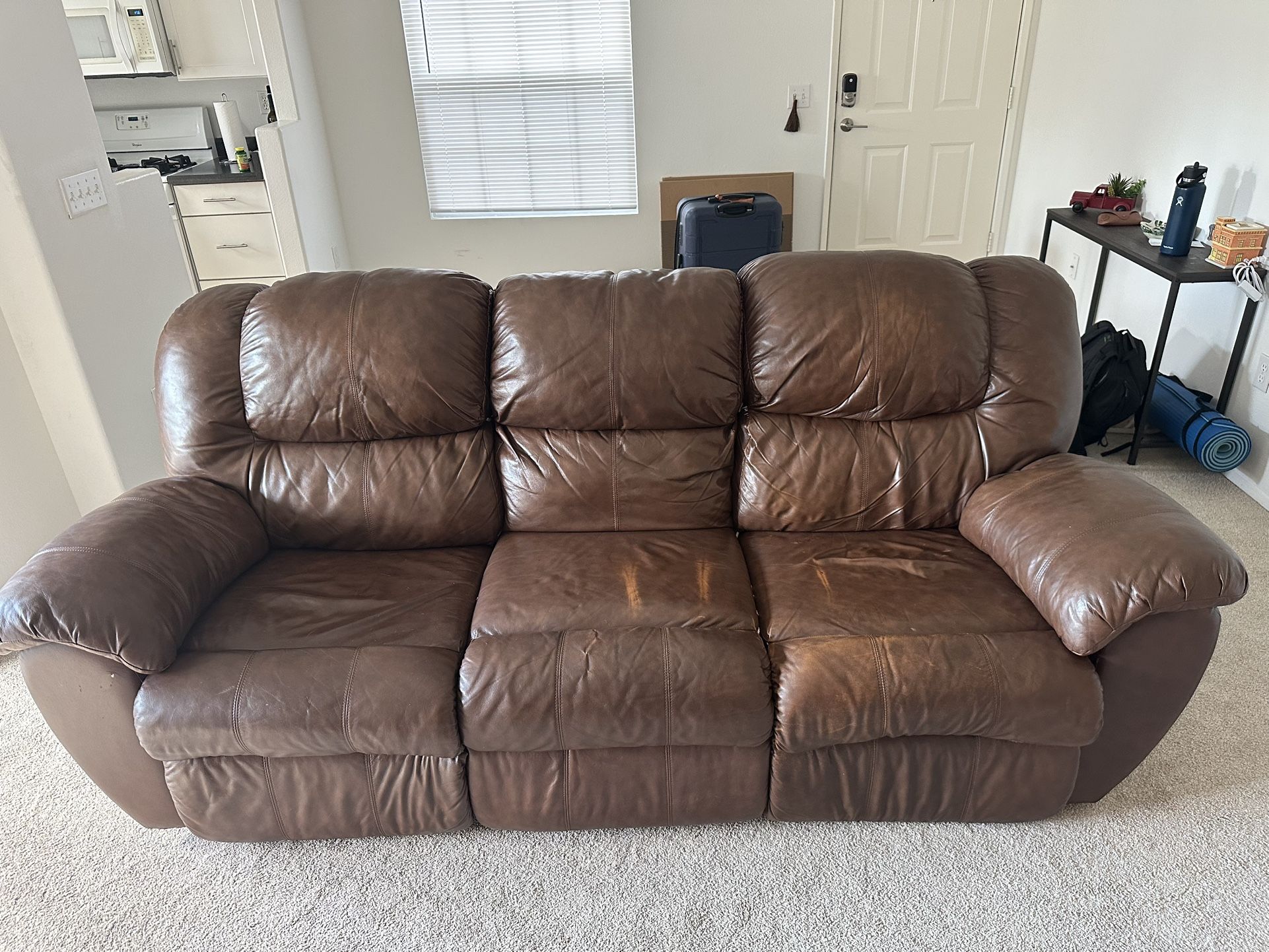 Brown Leather Reclining Couch