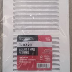 Everbilt 10'' X 6'' In. 2-Way Wall/Ceiling Register, White SEE PICS 