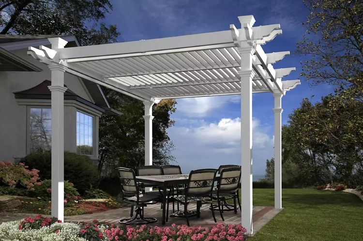 Gazebo Louvered Pergola White 10x10