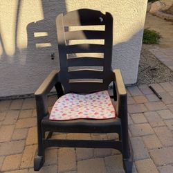 Brown Plastic Rocking Chair with Cushion