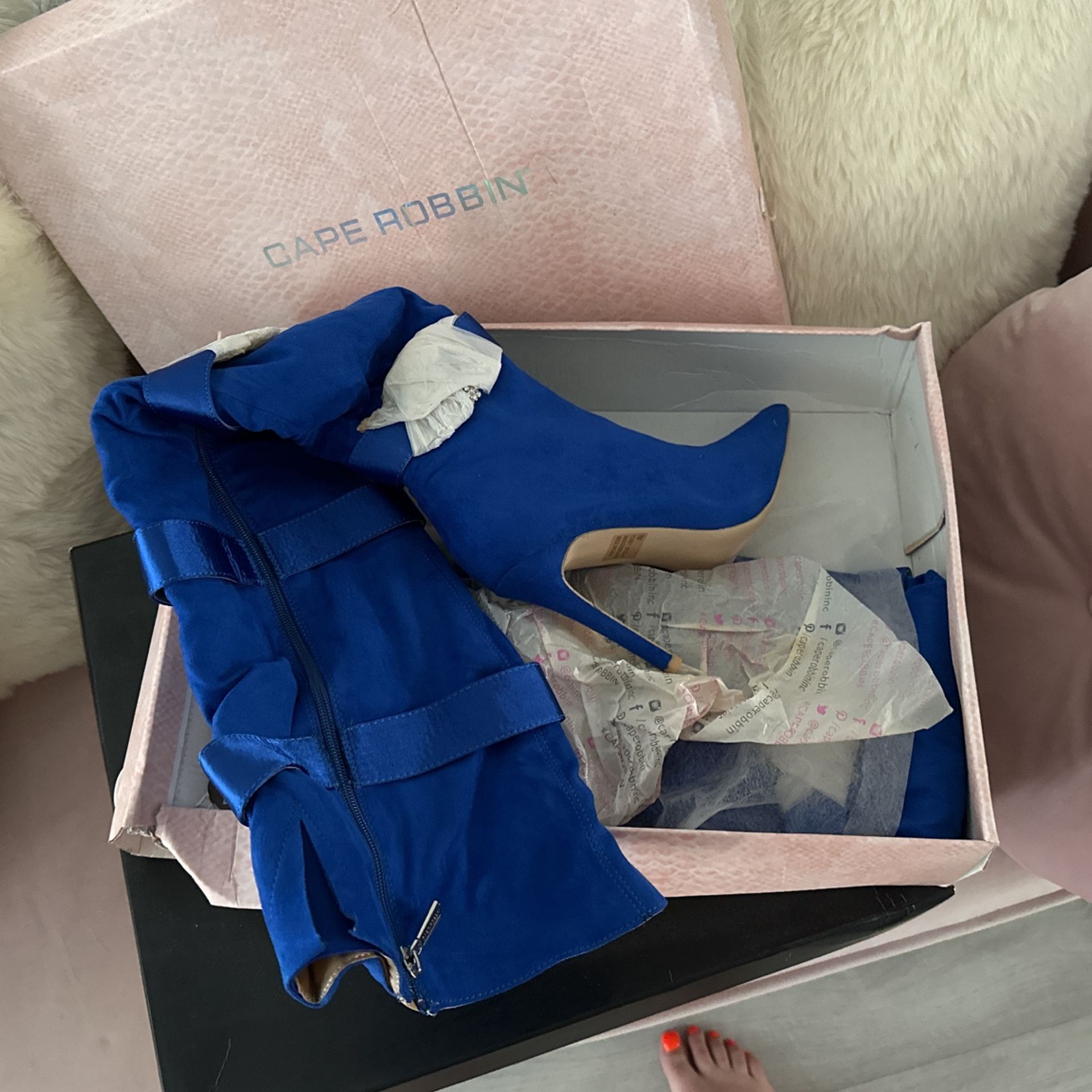 Blue Thigh High Boots