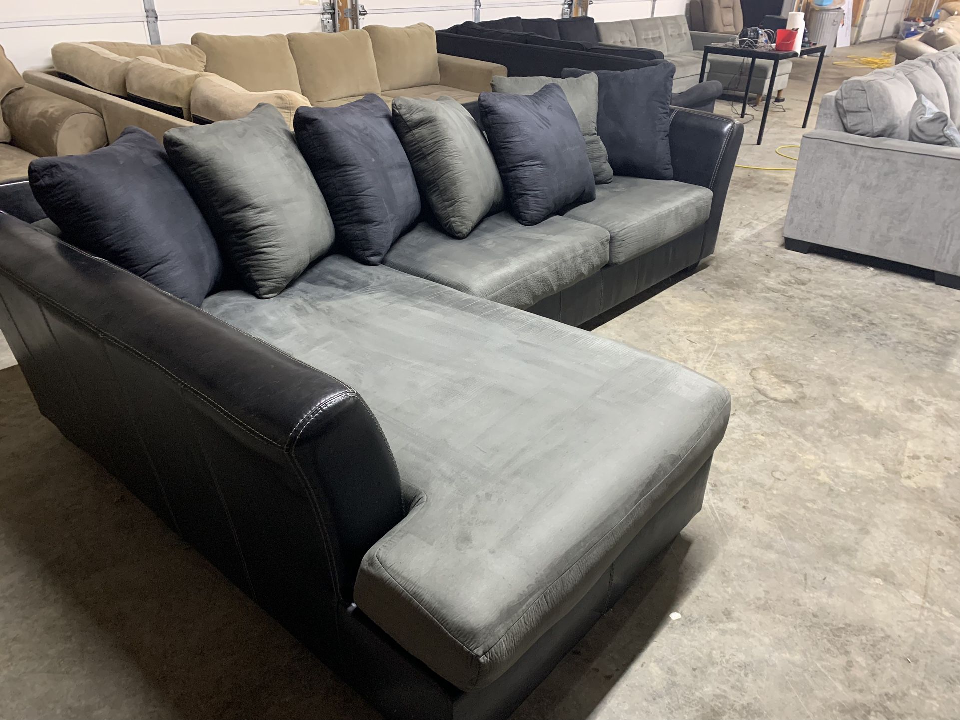 2 Tome Grey Blue L Shaped Sectional Couch “WE DELIVER”
