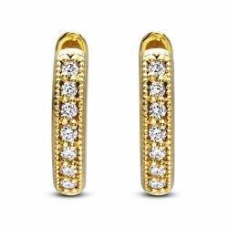 JUDE FRANCES SMALL 18K YELLOW GOLD HOOP EARRINGS 11mm W/Pave Diamonds Full Set