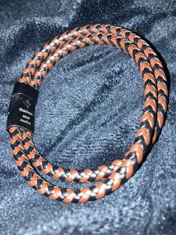 Stainless Steel Magnetic Leather Bracelet