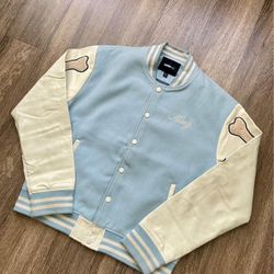 Baby Blue Skeleton Varsity Jacket