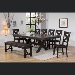 WE HAVE GORGEOUS WOOD TABLES AND CHAIR COMBOS! DELIVERY TODAY! ALL CREDITS WELCOME! 