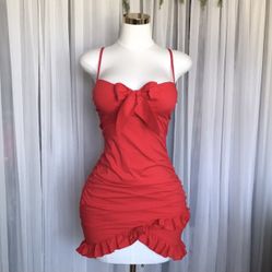 Front Tie Ruffle Mini Dress Size S