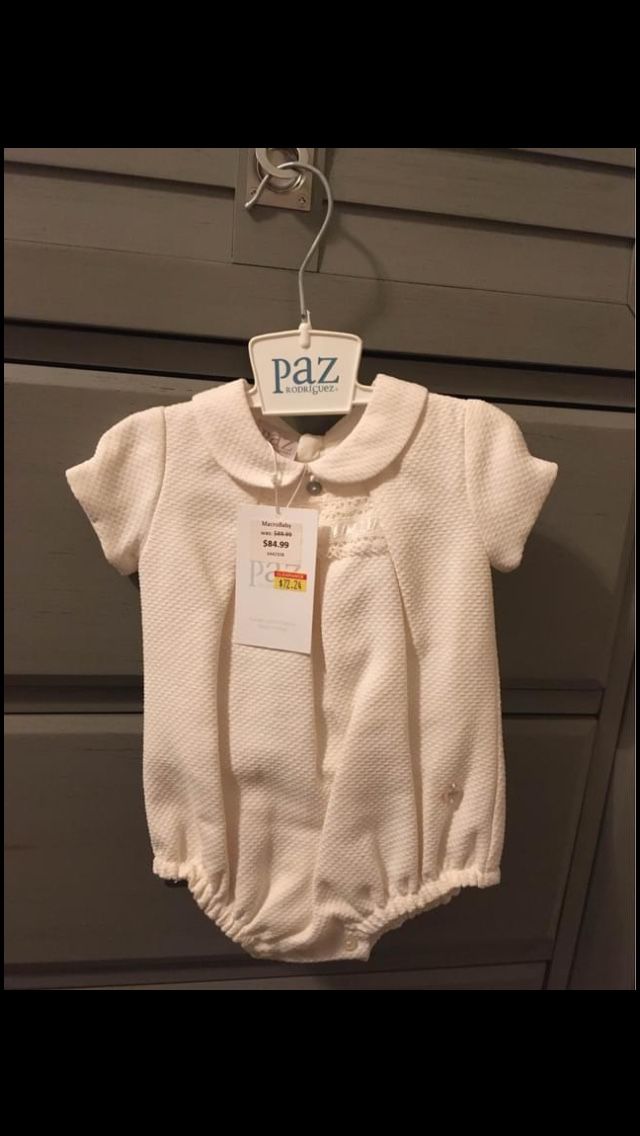 Luxury brand made in Spain - Paz Rodriguez Onesie for baby girl size 1 month - BRAND NEW WITH TAGS