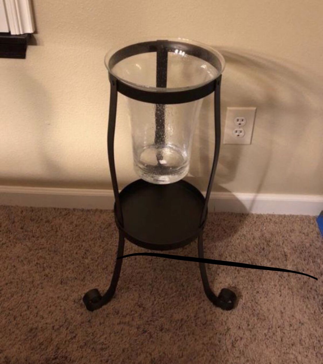 Partylite Metal & Glass Floor Plant Candle Stand