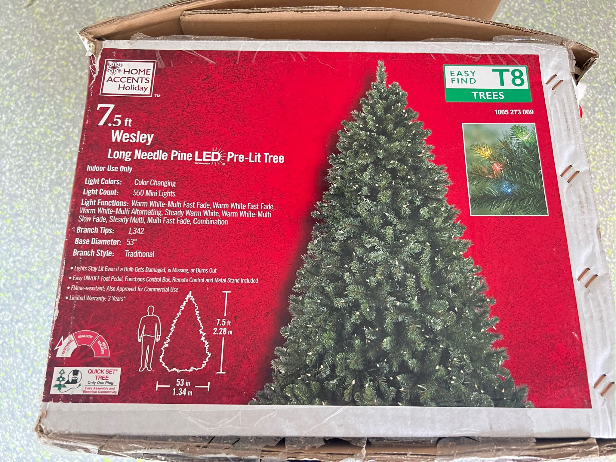 7.5 ft. Pre-Lit LED Wesley Pine Artificial Christmas Tree