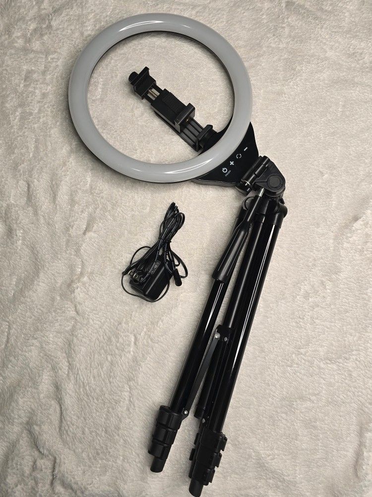 Sensyne 10'' Ring Light with 50'' Extendable Tripod Stand, LED Circle Lights with Phone Holder for YouTube Video/TikTok, Compatible with all Phones