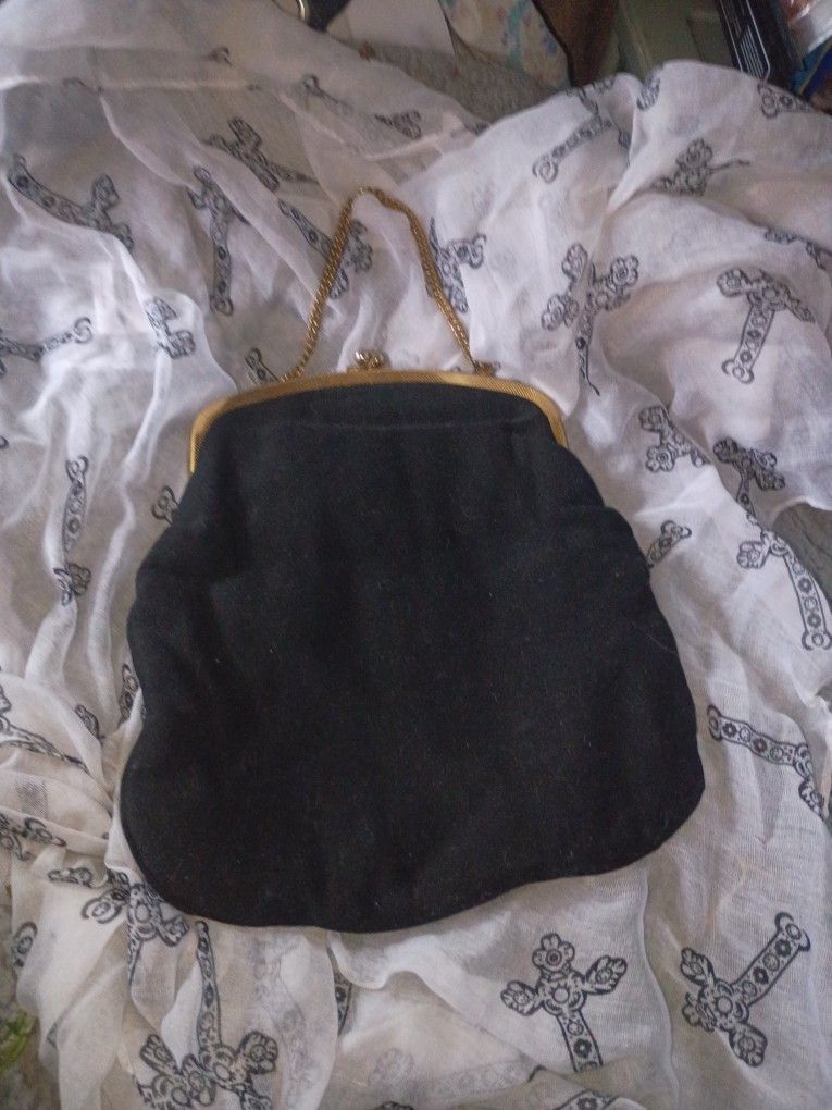 1950s Black Velvet Vintage Purse