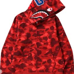 Bape Color Camo Shark Full Zip Hoodie 'Red' Men's Size L