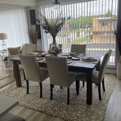 Dining room table with six chairs
