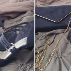 Navy Blue Shoes & Purse Size 6