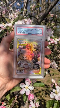 PSA 10 Cynthia & Caitlin 228/236 Full Art Tag Team 2019 Pokemon Sun & Moon Cosmic Eclipse