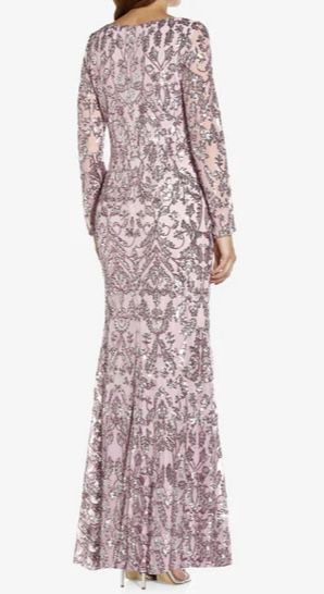 Adrianna Papell Strech Sequin Gown In Smoky Rose Size 6 *NEW*